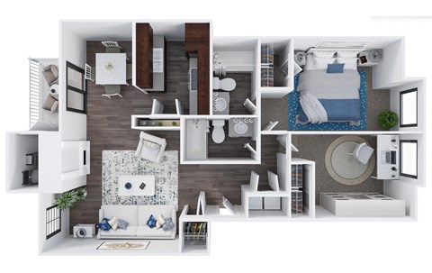 Floor plan for 2 beds, 2 baths, 980 sqft